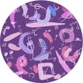 thumbnail image 1 of Ahgly Company Machine Washable Indoor Round Transitional Heliotrope Purple Area Rugs, 5' Round, 1 of 7