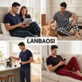 thumbnail image 4 of LANBAOSI Mens Pajamas Set Short Sleeve T-shirt and Plaid PJ Pants Set Soft Lounge Set, 4 of 8