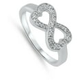 thumbnail image 4 of Clear Cubic Zirconia Heart Infinity Love Ring Sterling Silver Band White 925 Jewelry Female Size 7, 4 of 4