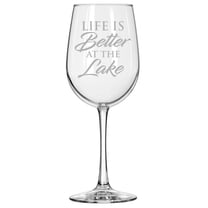 Wine Glass for Red or White Wine Life Is Better By The Lake (16 oz Tall Stemmed)