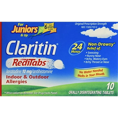 5 Pack Claritin RediTabs Age 6+ 10mg Antihistamine 24 Hr Relief, 10 Tablets (Best Antihistamine For Fluid In Ears)