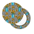 thumbnail image 3 of Round Bar Stool Seat Covers, Bright sunflowers jug buffalo check plaid Elastic Round Chair Cover Stool Seat Slipcover Bar Stool Cushions Round Pad for 12-14 inch, 3 of 7