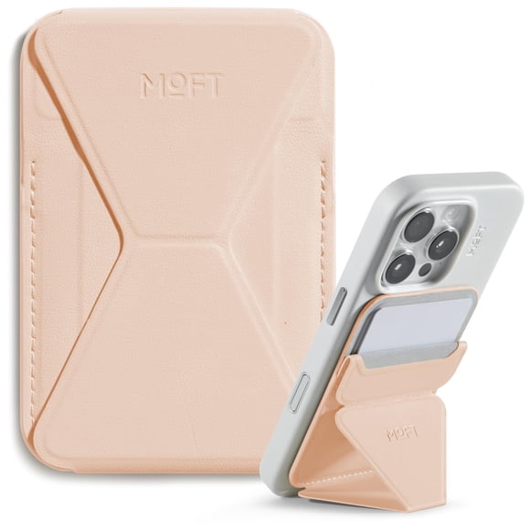 Cartera magnética MOFT con soporte portátil para dispositivos electrónicos, color rosa melocotón