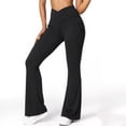 thumbnail image 4 of SAWOBUUN Womens V Cross Flare Leggings Yoga Pants High Waist Crossover Tummy Control Bootcut Workout Pants, 4 of 6