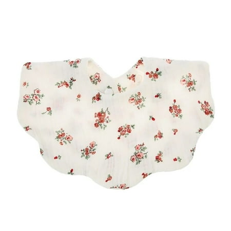 Baby Shape Feeding Bib Bandana Burp Cloth Scarf Printed Soft Cotton Absorbent Saliva Towel Breathable Apron for A2UB White flower