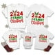 thumbnail image 1 of Conjunto navideño 2024 con estampado de ciervos y Navidad para toda la familia, ropa informal de manga corta para el día de Navidad, 1 of 5