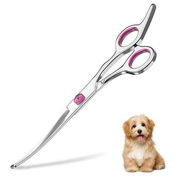 DISEN 7" Curved Dog Grooming Scissors with Safety Round Tips, Lightweight Professional Pet Grooming Shears Stainless Steel for Dogs Cats Pets