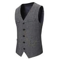 thumbnail image 2 of Vest for Men, Sleeveless Solid Color Medieval Button Front with Fake Pockets, Polyester-Elastane Blend, Black, Size L, 2 of 7