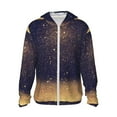 thumbnail image 2 of Uemuo Gold Black Glitter Pattern Women's Full Zip UPF 50+ Sun Protection Hoodie Jacket Long Sleeve Sun Shirt Hiking Outdoor Performance with Pockets-Medium, 2 of 9