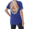 thumbnail image 2 of FREE PEOPLE Womens Blue Low Back Short Sleeve Jewel Neck Active Wear T-Shirt S, 2 of 2