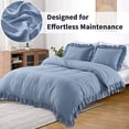 thumbnail image 6 of White Ruffled Duvet Cover Twin, 2PCS Soft Washed Microfiber Vintage French Country Duvet Cover Set for Kids Girls, White, 68x90 in, 6 of 9