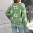thumbnail image 7 of Lovskoo Sweaters for Women Loose Flowers Round-Neck Sweater Winter Long Sleeve Blouse Green, 7 of 7