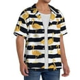 thumbnail image 4 of Sigee Gold Flamingo Print Men's Shirts Casual Button Down Short Sleeve Summer Beach Shirt Hawaiian Vacation Shirts Tee Shirt-Large, 4 of 7