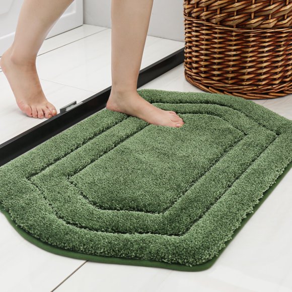 Juego de alfombras de baño COSY HOMEER extra gruesas y antideslizantes, color verde, 60 x 90 cm