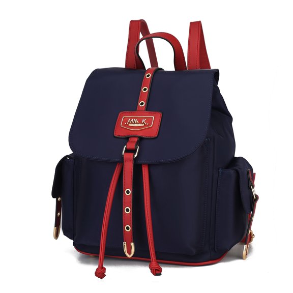 MKF Collection Paula Vegan Leather Women's Backpack, Functional Bookbag Purse Handbag by Mia K - Navy Wine