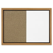 Quartet Combo Cork Bulletin and Magnetic Dry-Erase Board, 17 x 23, Oak Frame