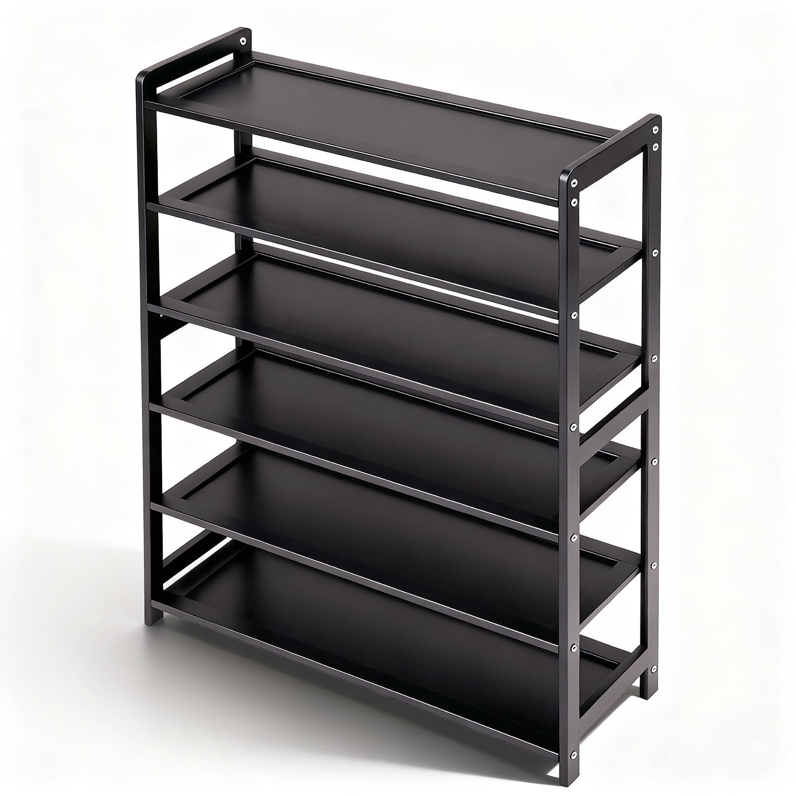 Zimtown Bamboo Shoe Rack, 6 Tier 24 Pairs Shoe Storage Organizer Space Saving for Entryway Home, Black