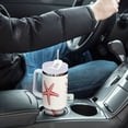thumbnail image 4 of Yayeee 30oz Stainless Steel Tumbler with Straw and Handle Double-Wall Insulated Travel Water Bottle, White Starfish, 4 of 8