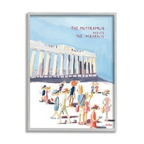Stupell Industries Muttropolis Visits Acropolis Funny Animals & Insects Painting Gray Framed Art Print Wall Art