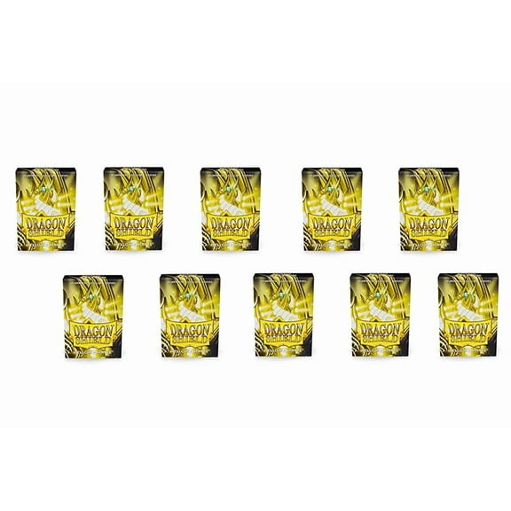 10 Packs Dragon Shield Matte Mini Japanese Yellow 60 ct Card Sleeves Display Case