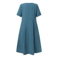 thumbnail image 5 of ZANZEA Women Short Sleeved Buttons Up Midi Dress Holiday Dresses, 5 of 12