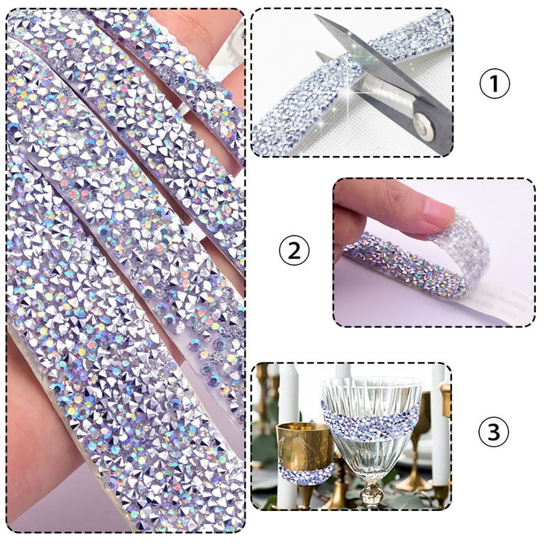 Pianpianzi Rubber Padding Tape Fabric Tape for Clothes Cold Silicone DIY  Rhinestone Ribbon Roll Glitter Sticker Self-Adhesive Resin Rhinestone  Ribbon Diamond Wall Sticker 