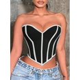thumbnail image 3 of Women Sleeveless Strapless Crop Tops & Blouses, Lace-Up Backless Overbust Corset Bustier Shapewear Club Tube Top, 3 of 5