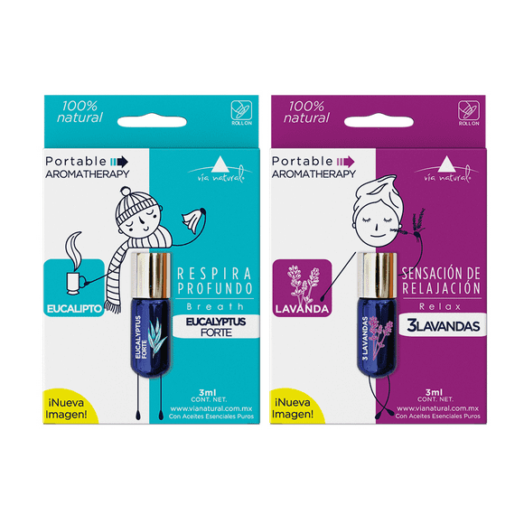 2Pack Roll On Aromaterapia: LAVANDA + EUCALIPTO ¡Portable! VN NA