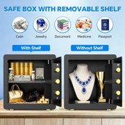 BESAFETY 2.5 Cuft Safe Box, Digital Keypad Home Security Safe With Fireproof Waterproof Bag & Adjustable Shelf