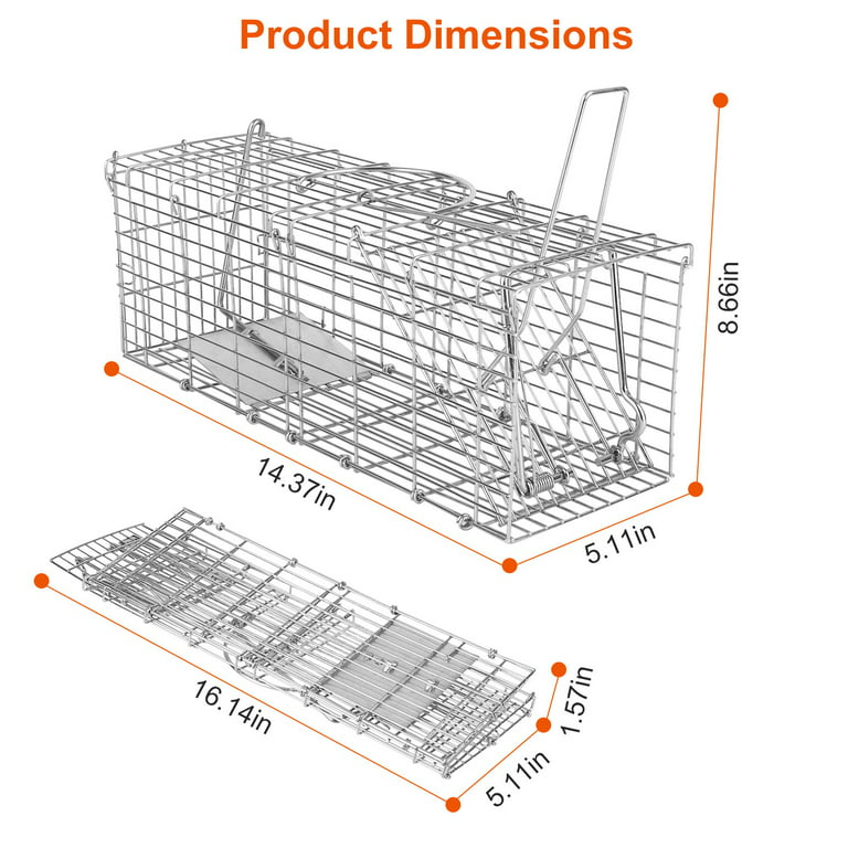 Rat trap cage with wooden floor, 27.5x9.5x10cm, Rat control, Pest control