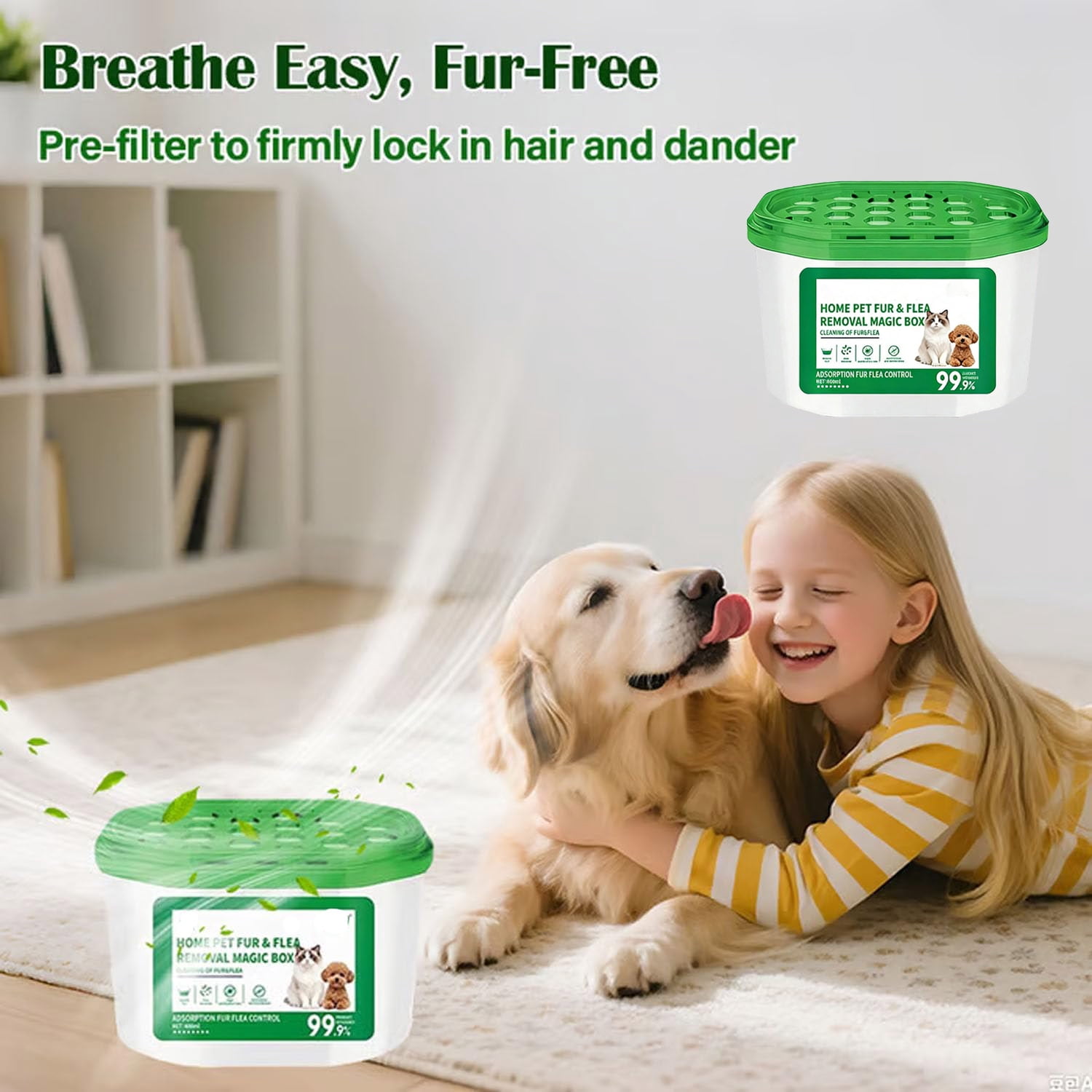 Home Pet Fur & Odor Removal Magic Box , 360 All-Around Coverage Pet Hair Remover pet magic box, Portable Odor Eliminator and Dust Collector , Indoor Air Purification Dust Removal Magic 𝐁ox(5 PCS)