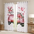 thumbnail image 2 of Castle Fairy Teens Pink Vintage Truck Black Out Curtains,Romantic Floral Rose Love Heart Curtains Pack of 2 (42x63 Each),Happy Valentine's Day Bedroom Curtains,Ultra Soft Home Decor, 2 of 6