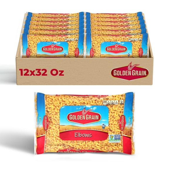 Golden Grain Elbow Macaroni, 12-Pack (32 oz Each) – Classic Pasta for Mac and Cheese, Pasta Salads & Casseroles