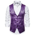 thumbnail image 4 of Odeerbi Suit Vest for Men 2025 Fashion Blazer Waistcoat Autumn Winter Personality Sequins Vest Jacket Purple, 4 of 4