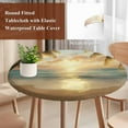 thumbnail image 5 of Ocean Sunset Round Fitted Table Cover Tropical Sandy Beach Palm Trees Waterproof Table Cloth with Elastic Edge Wipeable Tablecloth for Picnic Camping Party Fits 45"-54" Diameter, 5 of 8
