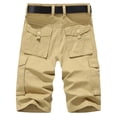thumbnail image 6 of Men's Loose Fit Cargo Casual Shorts Multi-Pocket Cotton Summer Beach Pants Drawstring Elastic Waist Comfort,Khaki,34, 6 of 7