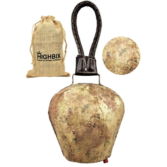 HIGHBIX Giant Harmony Cow Bell Huge Vintage Handmade Rustic Lucky Christmas Hanging Bell