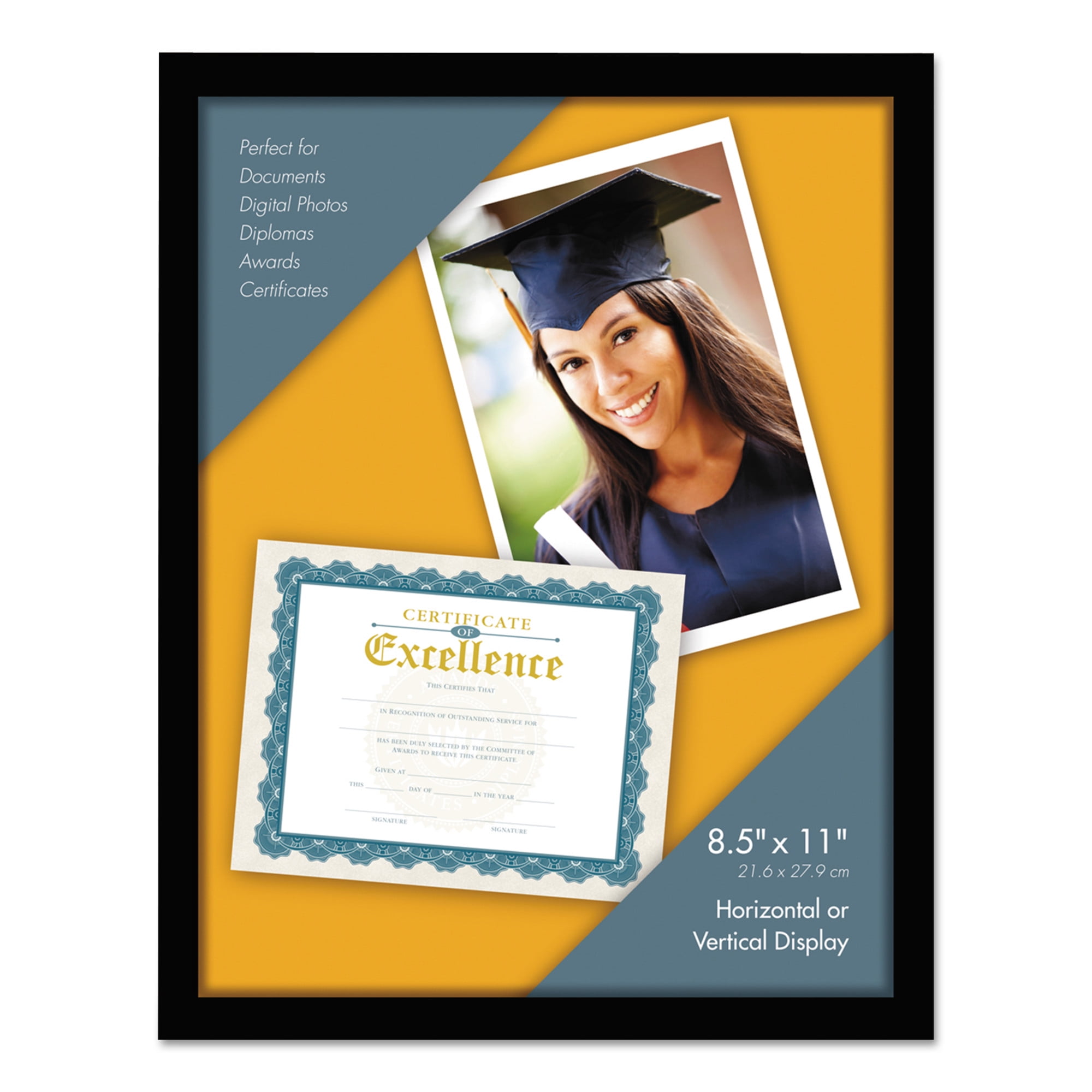 Universal Metal Photo Frame, Aluminum, 8.5 x 11, Black