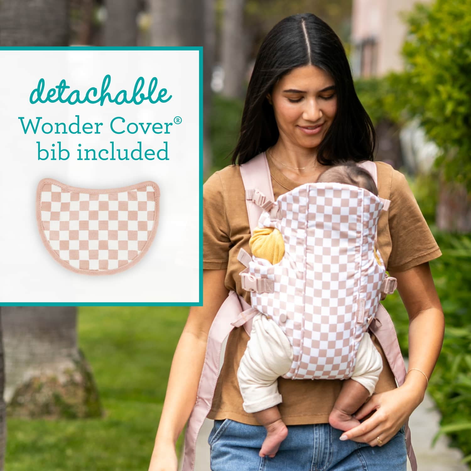 Infantino Swift Classic Baby Carrier, 2-Position, Unisex Baby, 7-26lbs, Pink and White Checkered