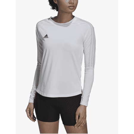 adidas Women's Hi Low Jersey Long Sleeve, volleyball White/Team Light Grey, Medium
