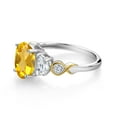 thumbnail image 3 of Gem Stone King 925 Silver and 10K Yellow Gold 3-Stone Ring Oval Yellow Citrine and Moissanite (2.00 Cttw, Size 9), 3 of 3