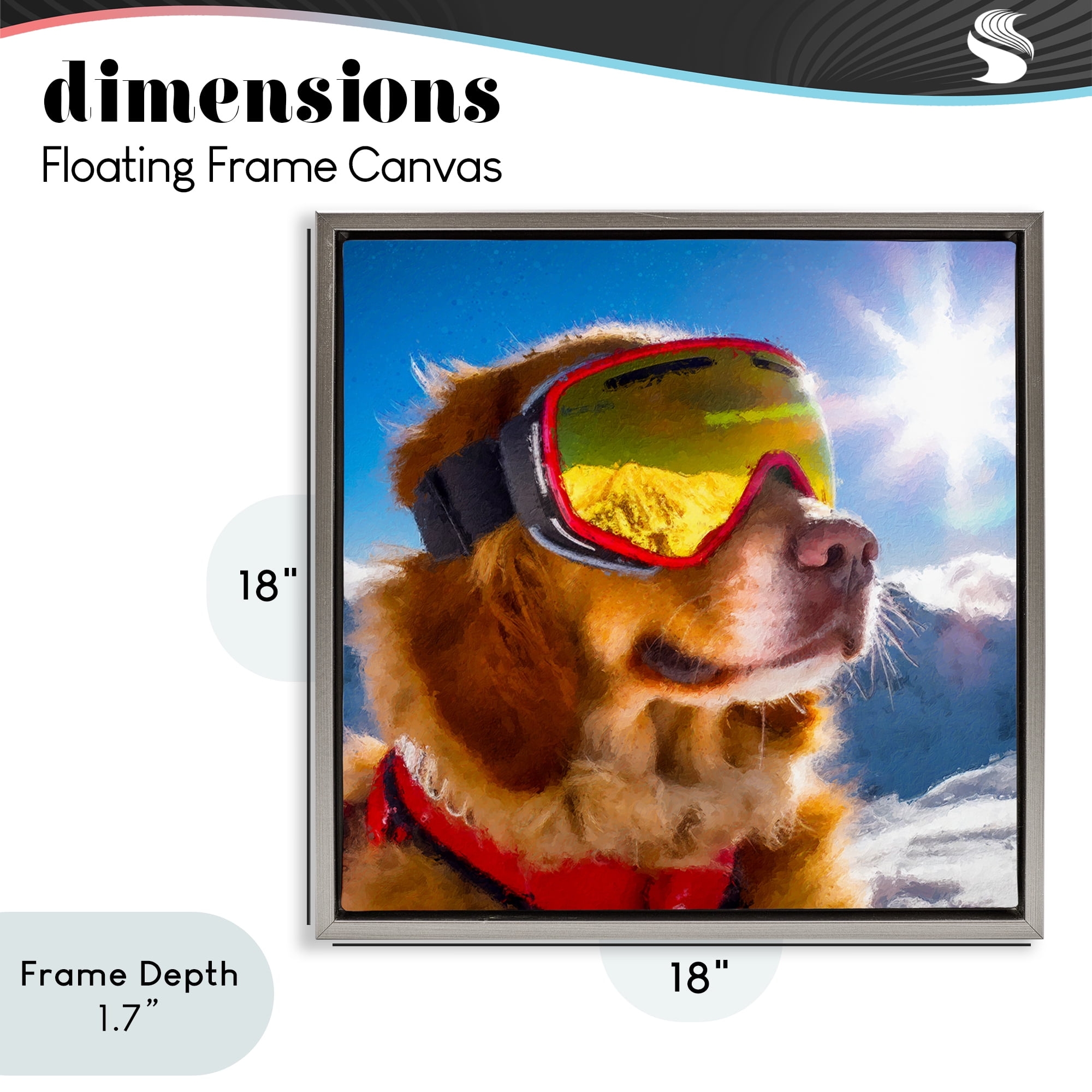 Stupell Industries Ski Goggles Retriever Gray Framed Floater Canvas Wall Art, design by Sean Parnell
