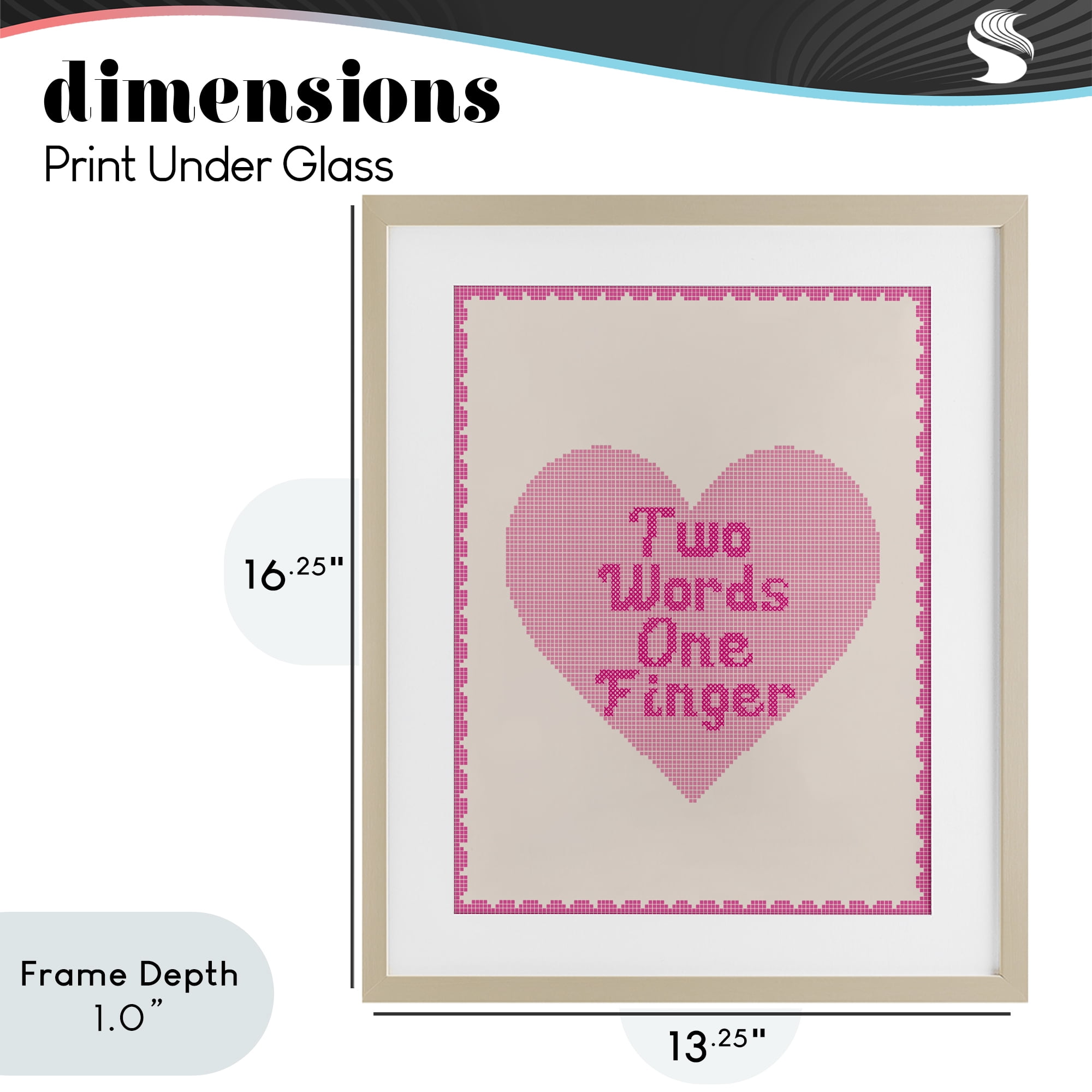Stupell Industries Two Words One Finger Heart Birch Framed Print Under Glass, design by Lil' Rue