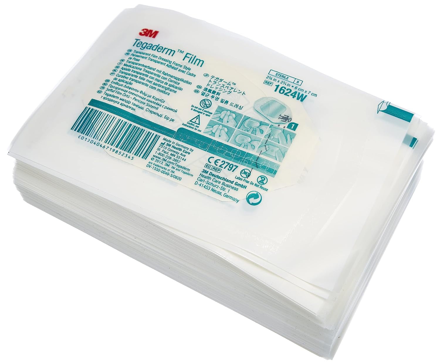 3M Tegaderm 1624W Transparent Film Dressing 2 3/8" x 2 3/4" - Window Frame Box: 100