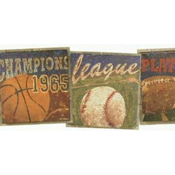 879246 Vintage Sports Champ Wallpaper Border FP00611b