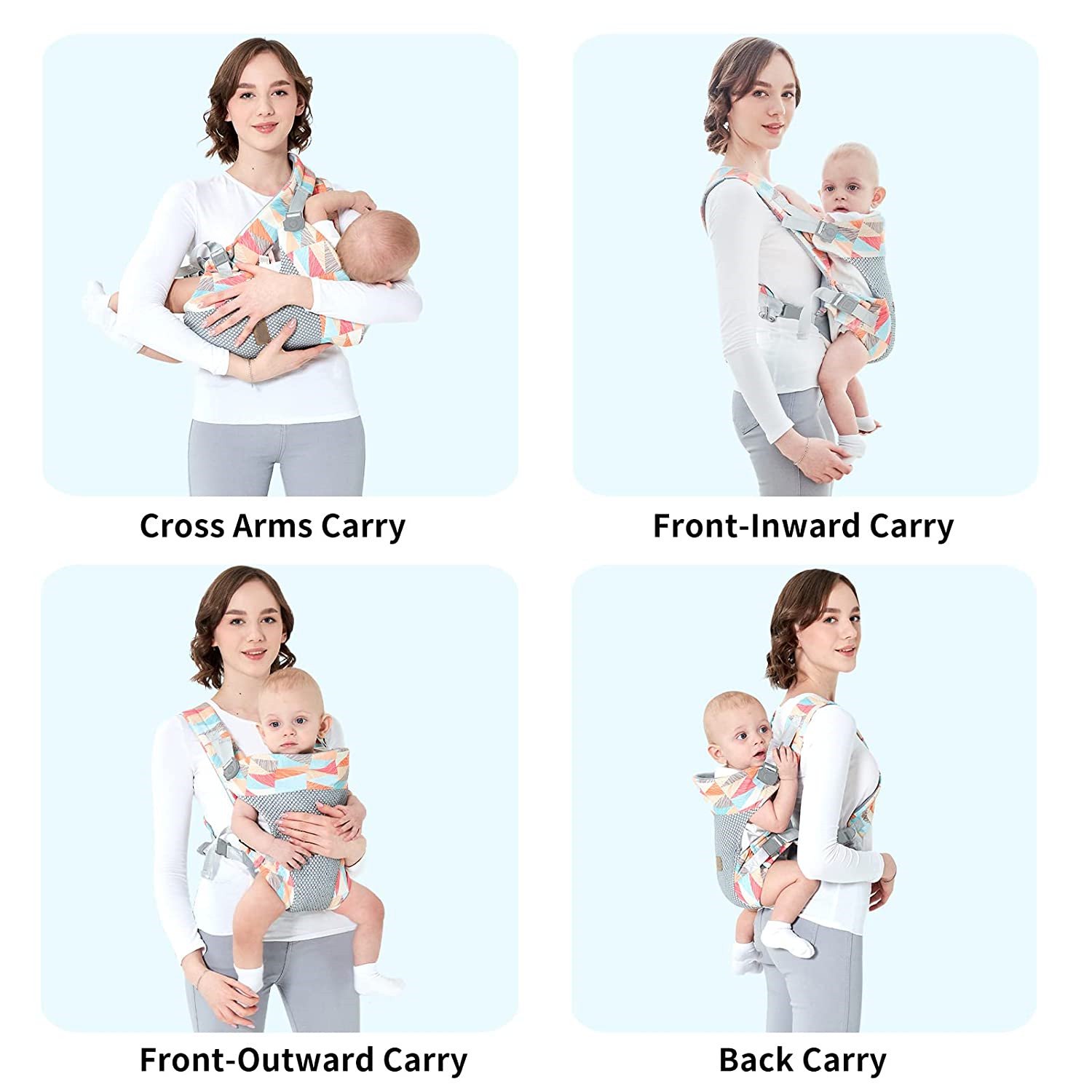 Yadala Baby Carrier, 4-in-1 Colorful Baby Carrier, Front and Back Baby Sling with Adjustable Holder - image 5 of 8
