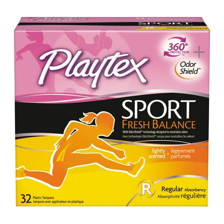 Playtex Sport Fresh Balance Plastic Tampons, Scented, Regular, 32