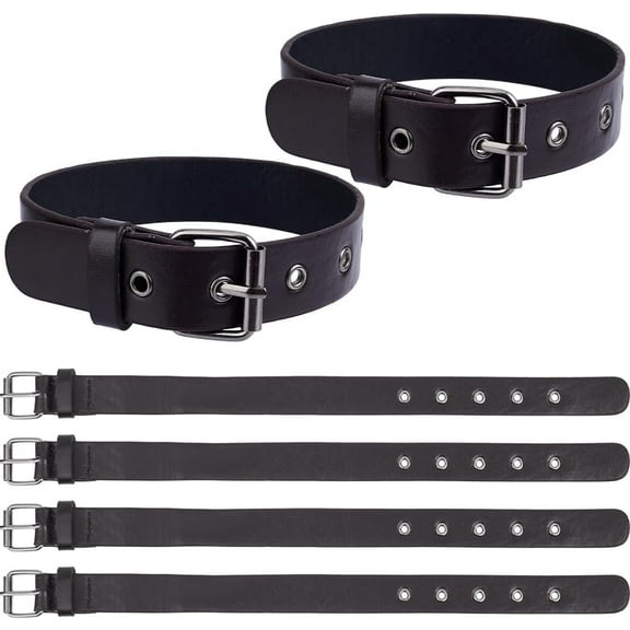6Pcs Traditional Kilt Extender Straps 16x1 Inch Imitation Leather Cuff Belt Buckles Fastener Black Multi-use Stirrup Straps Suitcase Belts Jacket Bag Leg Thigh Garter Mixed Color