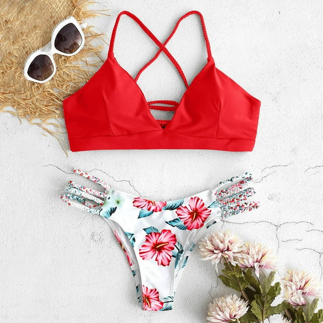 Traje de Baño Mujer Traje de Baño de Dos Piezas Con Push-Up Floral Para Mujer, Tankini, Ropa de Playa, Elegante y Cómoda.