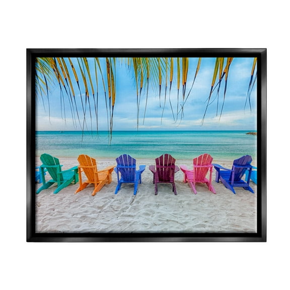 Stupell Industries Picturesque Tropical Summer Beach Photograph Jet Black Floating Framed Canvas Print Wall Art, Design by Mary Lou Photography